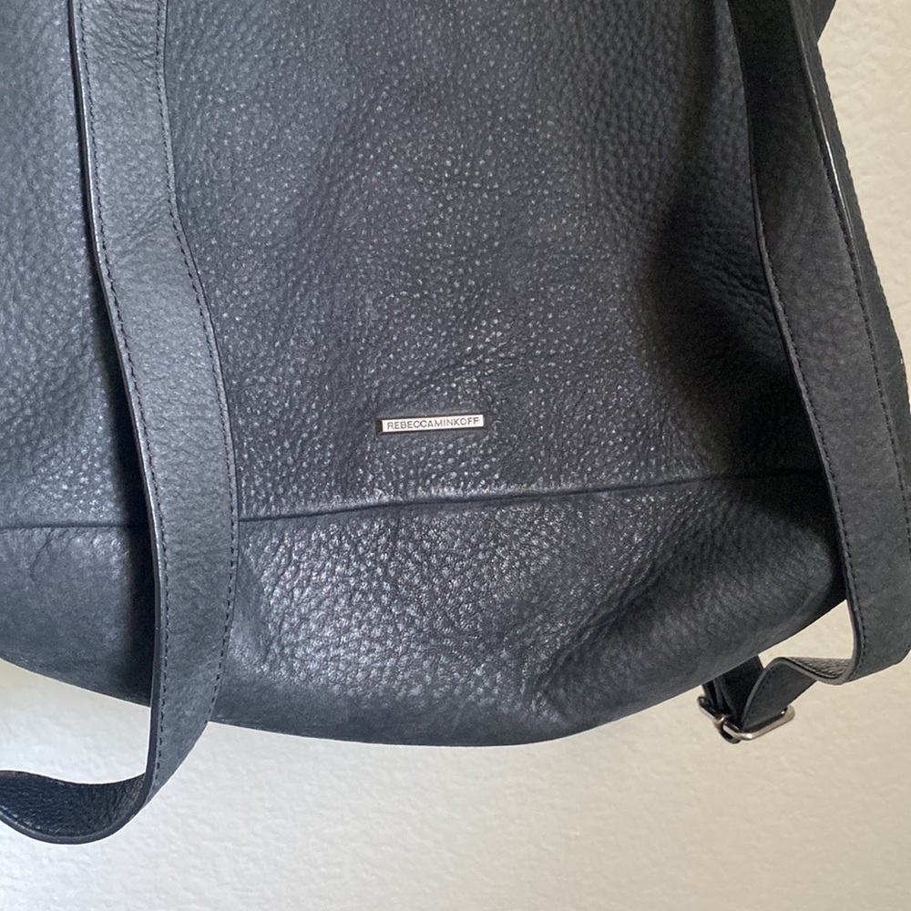Rebecca Minkoff Leather Black Pebble Drawstring Backpack Purse “Alice” - Picture 7 of 13